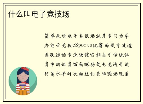 什么叫电子竞技场